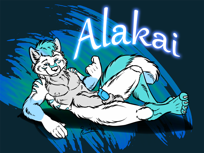 alakai anthro badge balls canine fox furry male male_only no_humans nude penis sheath solo sunitai