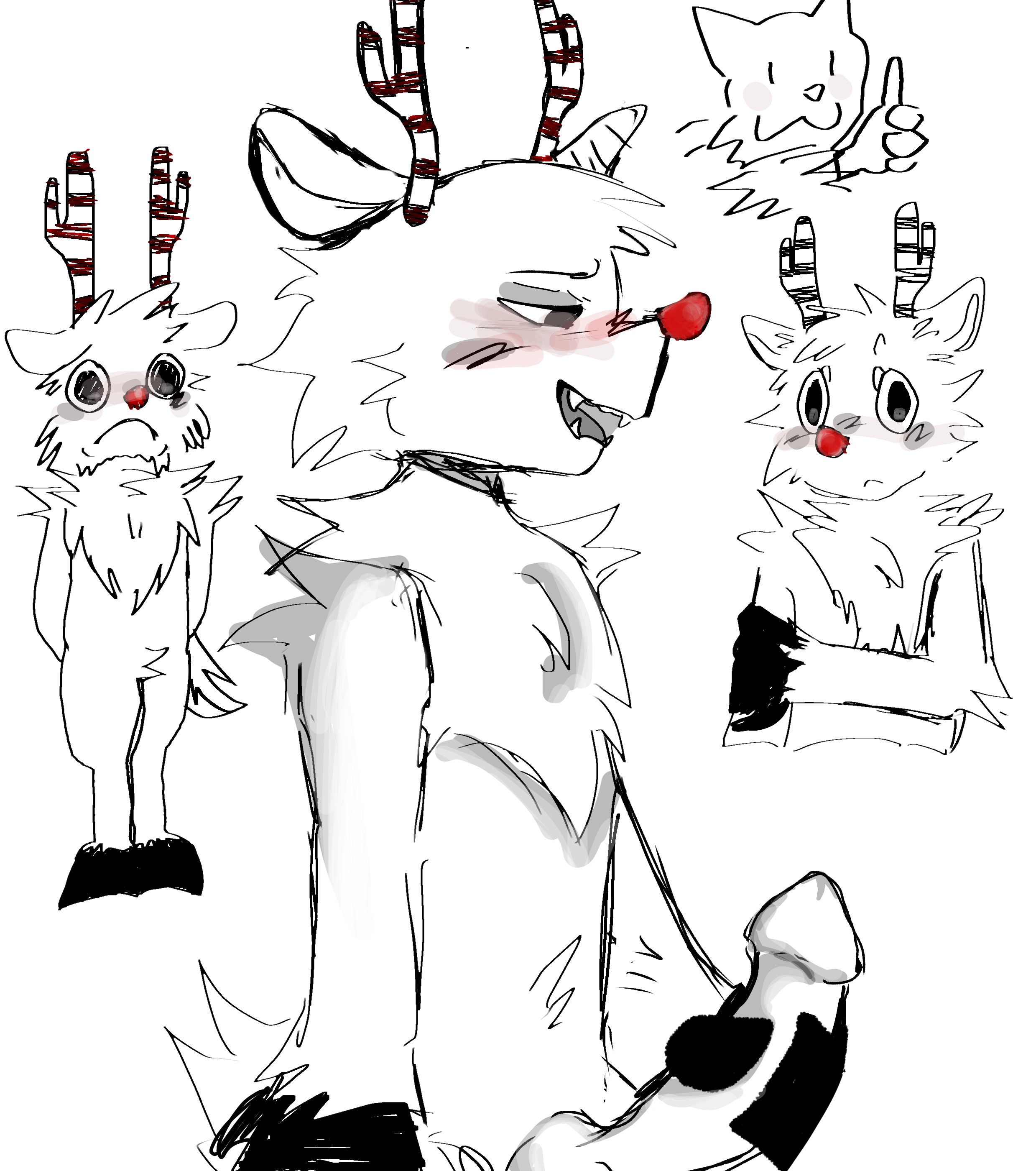 artist request, dandy's world, male, penis, reindeer, reindeer antlers, rudie (dandy's world)