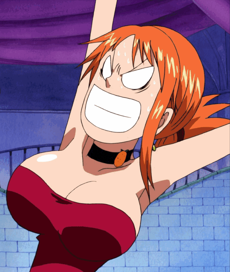 angry anime_screencap artist_request big_breasts breasts dress female female_only large_breasts nami nami_(classic) nami_(one_piece) one_piece screencap