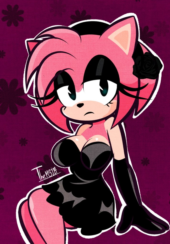 amy_rose arms_behind_back diego_mejia dress female furry goth goth_girl looking_at_viewer pac-man_eyes panties sega smile sonic_(series) sonic_the_hedgehog_(series) tail