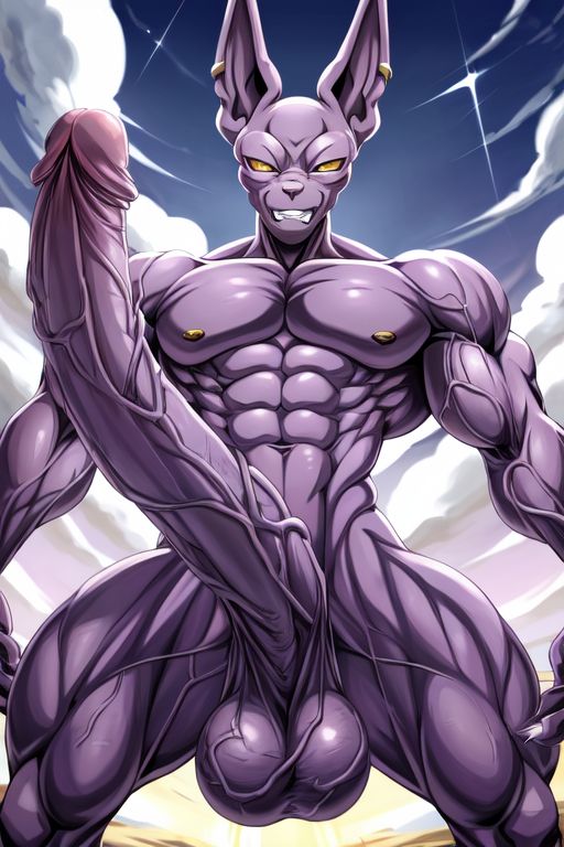 ai_generated balls beerus big_balls big_penis cock cocky69 dragon_ball_super long_penis muscles muscular muscular_anthro muscular_male veins veiny_arms veiny_balls veiny_cock veiny_muscles veiny_penis