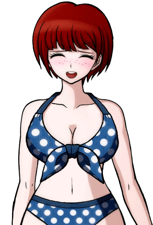 1girls accurate_art_style alternate_breast_size big_breasts bikini blush breast_expansion breasts cute danganronpa danganronpa_(series) danganronpa_2:_goodbye_despair danganronpa_s:_ultimate_summer_camp edit eyelashes female female_focus freckles freckles_on_face koizumi_mahiru light-skinned_female long_hair midriff petite pleasure_face png polka_dot polka_dot_bikini red_hair shading short_hair slim sprite sprite_edit swimsuit transparent_background