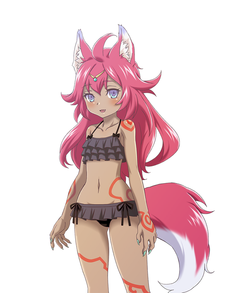 animal_ears bikini fuka_(rune_factory_5) official_art pink_hair rune_factory rune_factory_5