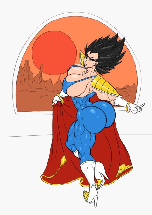 big_muscles black_eyes black_hair boots cape dragon_ball_z rule_63 saiyan saiyan_armor sun1sol vegeta widow's_peak