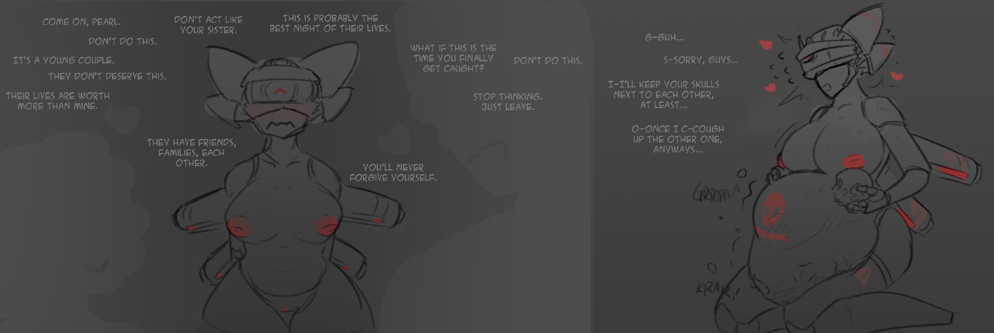 blush, churnstyle, fatal vore, female, heart, robot, robot girl, tagme, vore