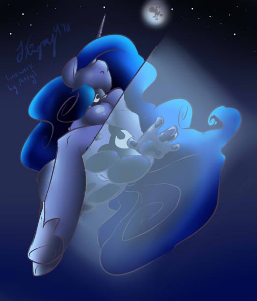 alicorn anthro anthrofied ass atryl breasts cutie_mark distantcognition equine female friendship_is_magic horn horse moon my_little_pony night pony princess_luna_(mlp) pussy solo stars wings