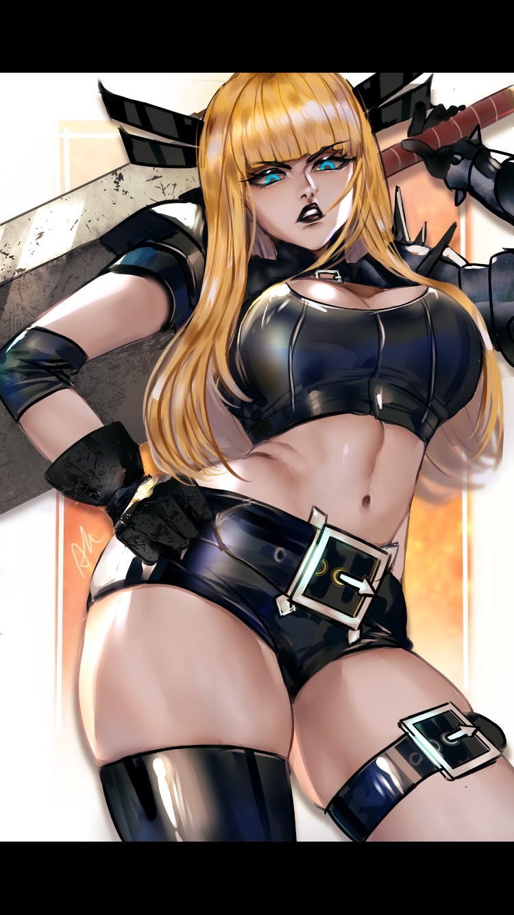 arialla_draws black_lipstick blonde_female blonde_hair female hips large_breasts magik_(illyana_rasputin) magik_(marvel_rivals) marvel marvel_comics marvel_rivals russian russian_girl sword tagme