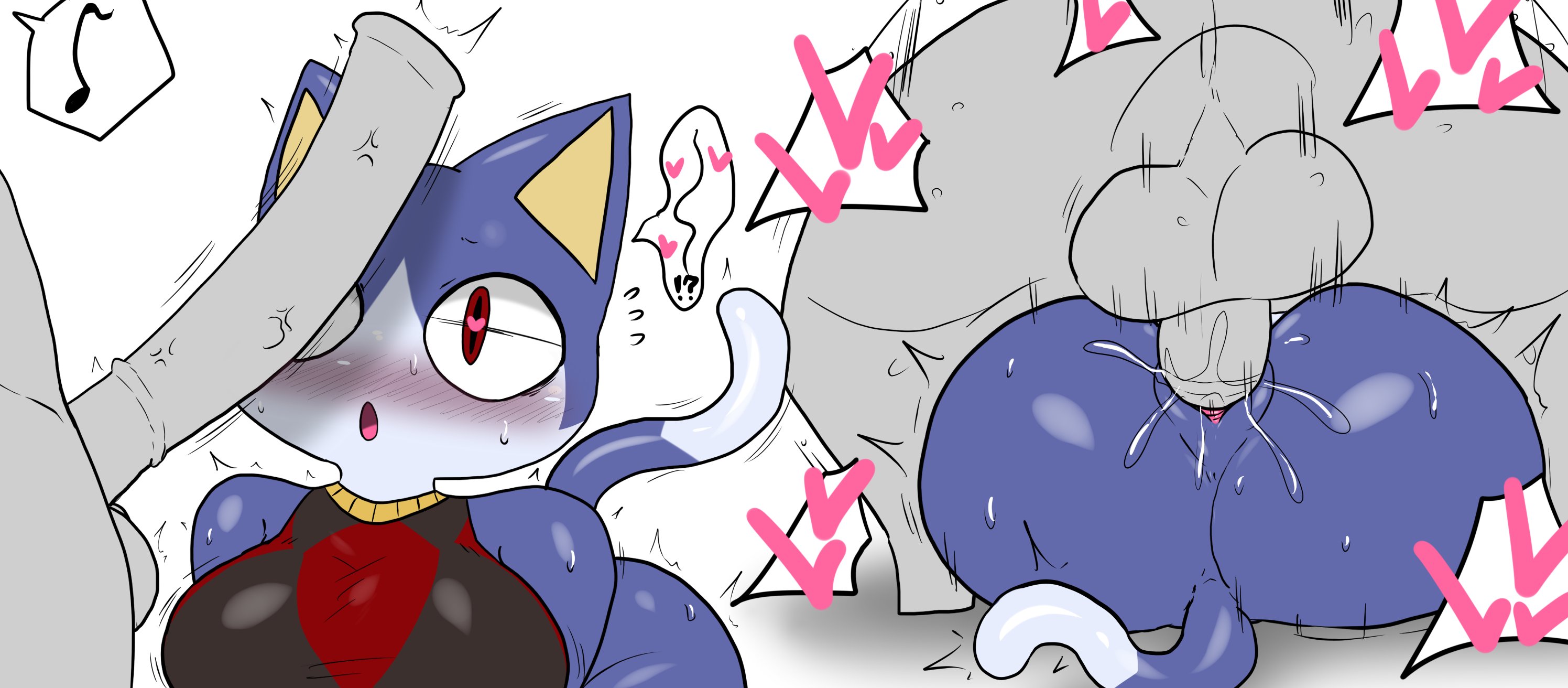 1boy, 1girls, animal penis, anthro, ass, breasts, enigi09, equine penis, female, female focus, heart-shaped pupils, horsecock, large breasts, looking at penis, male, mating press, nintendo, penis awe, pussy, rover (animal crossing), rule 63, sex, thick thighs, thighs, wide hips