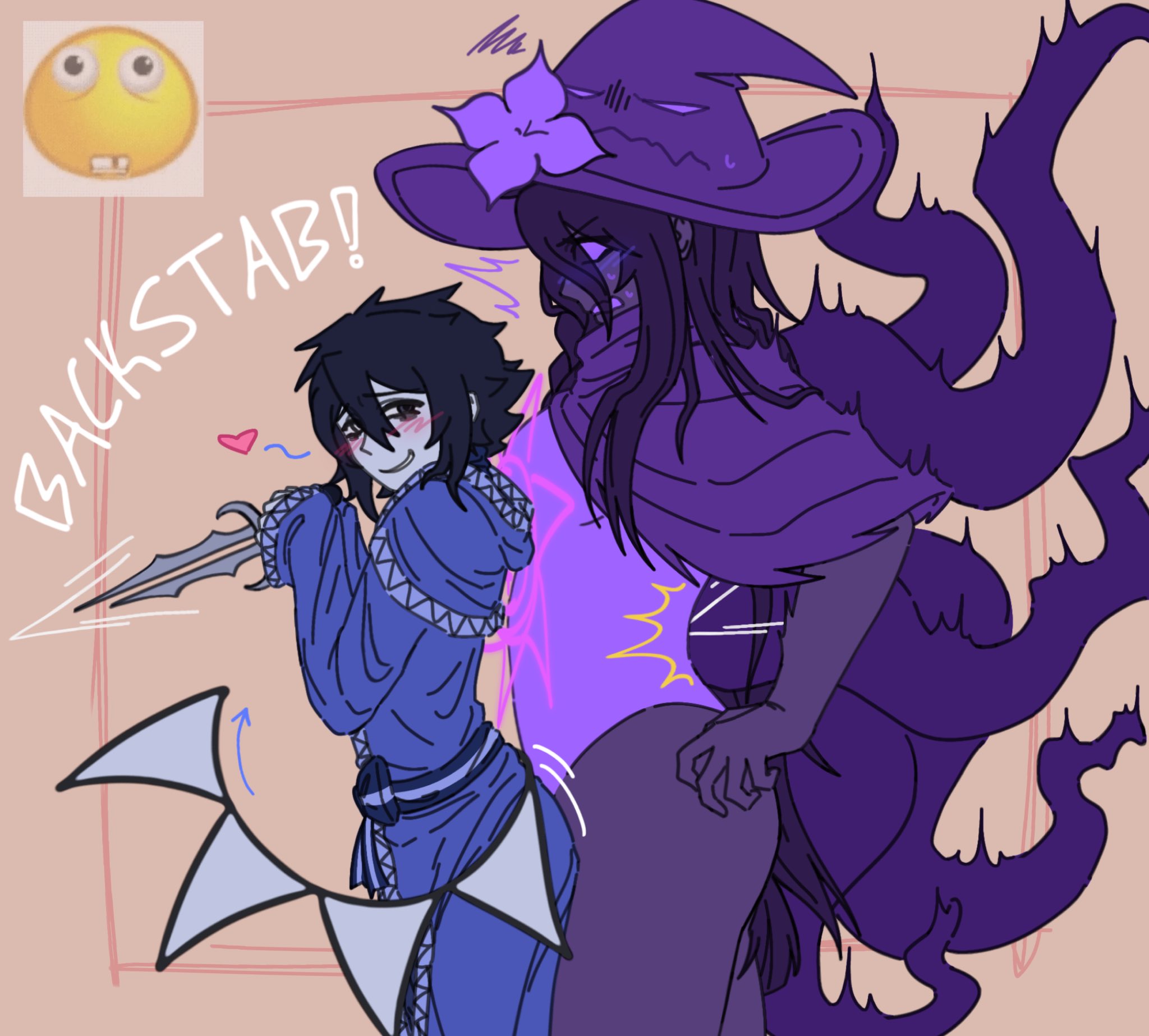 1boy1ambiguous, ambiguous gender, azure (forsaken), bloopfirework, blush, dry humping, forsaken (roblox), gameplay mechanics, hitbox, humor, male, male/ambiguous, nonbinary, purple eyes, roblox, roblox game, robloxian, smile, tagme, tentacle, tentacles, twerking, two time, witch hat