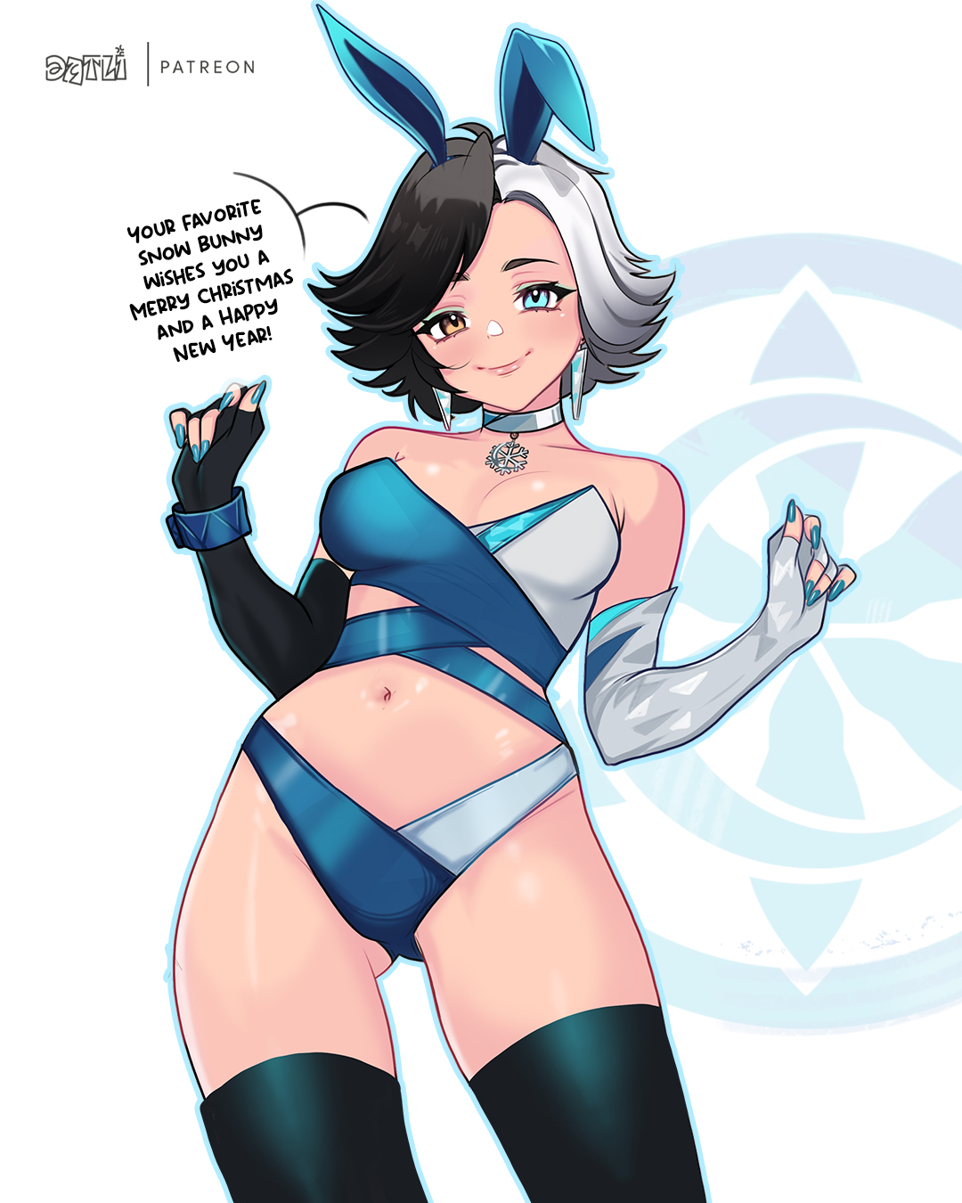 1girls, 2d, ass, breasts, bunny ears, bunnysuit, christmas, cleavage, datli64, female, female only, happy new year, luna snow, luna snow (marvel rivals), marvel, marvel comics, marvel rivals, merry christmas, new year, thick thighs
