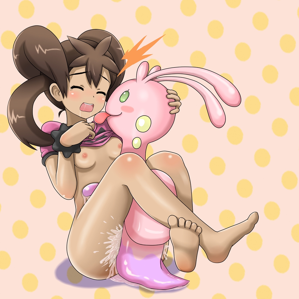 1girls, barefoot, breasts, brown hair, closed eyes, cum, fataris, female, goo, green eyes, human, leg lock, open mouth, pokemon, pokemon (species), pokemon xy, pokephilia, pussy, saliva, sex, shauna (pokemon), sliggoo, small breasts, snail, tears, tongue, tongue out, vaginal penetration