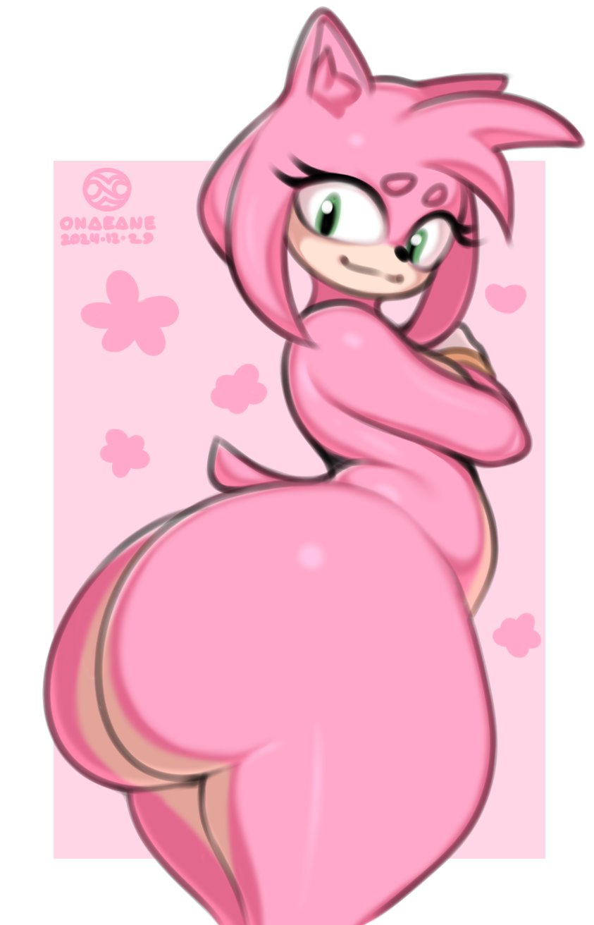 1girls amy_rose anthro artist_name artist_request ass big_ass female female_focus female_only green_eyes mobian_(species) nude nude_female pink_fur smile solo solo_focus sonic_(series) sonic_the_hedgehog_(film) sonic_the_hedgehog_(series) straight_hair tagme voluptuous voluptuous_female wide_hips