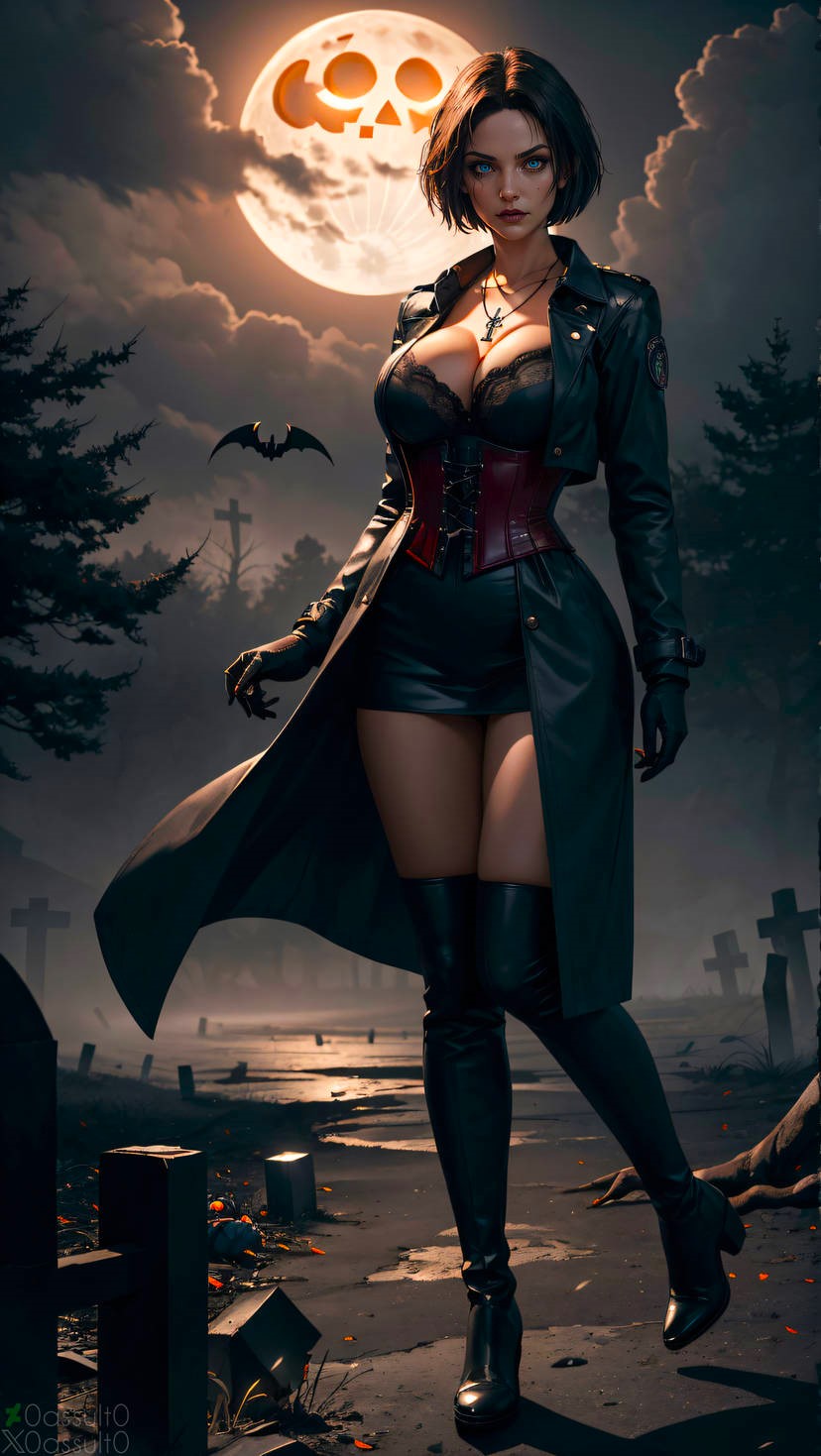 0assult0 action_game ai_generated american babe bat black_gloves boots cemetery christianity cleavage corset cross_necklace female female_focus forest full_moon grave graveyard halloween high_boots horror horror_(theme) jill_valentine large_breasts leather_clothing leather_gloves leather_jacket looking_at_viewer midnight moon nature_background night night_sky resident_evil serious serious_look sexy special_forces video_game_character video_games