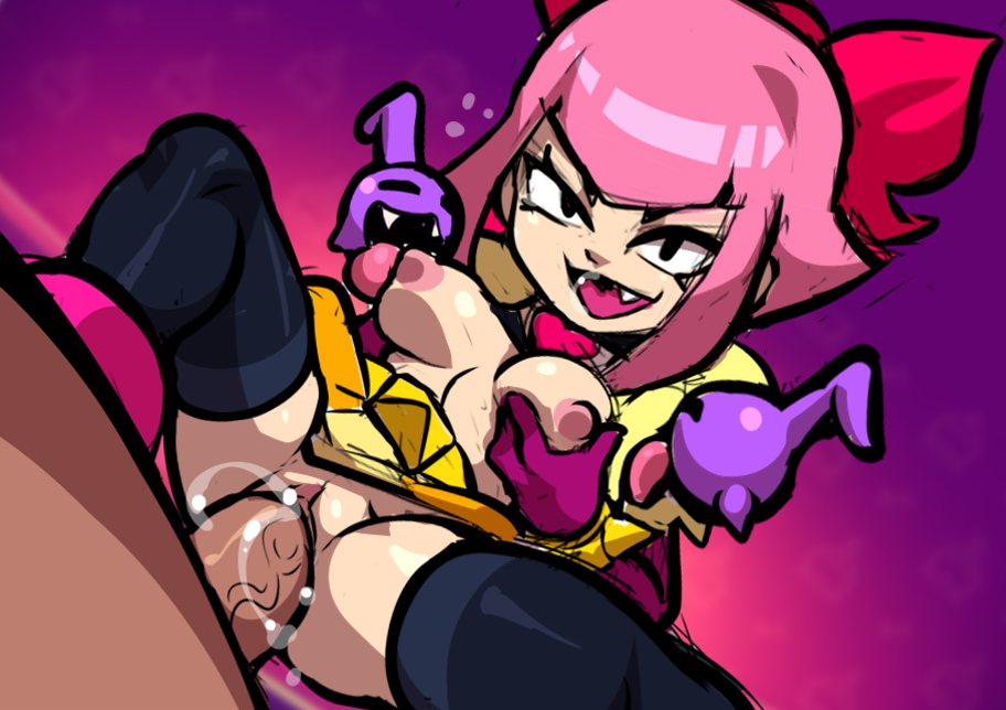 1boy, 1girls, brawl stars, breast grab, breasts, breasts out, clothed sex, exposed breasts, exposed pussy, female, female focus, jcm2, male, melodie (brawl stars), melodie note (brawl stars), partially clothed, pussy, sex, sharp teeth, skirt, smile, solo female, thighhighs, upskirt, vaginal penetration