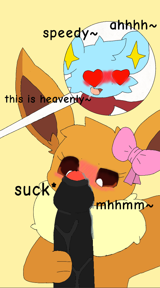 blowjob blue_fur brown_body brown_eyes brown_fur drooling eeveelution eeveelution_squad femboy generation_1_pokemon heart_eyes heavenly_blowjob sigma_rizz speed_(eeveelution_squad) trace_(eeveelution_squad)