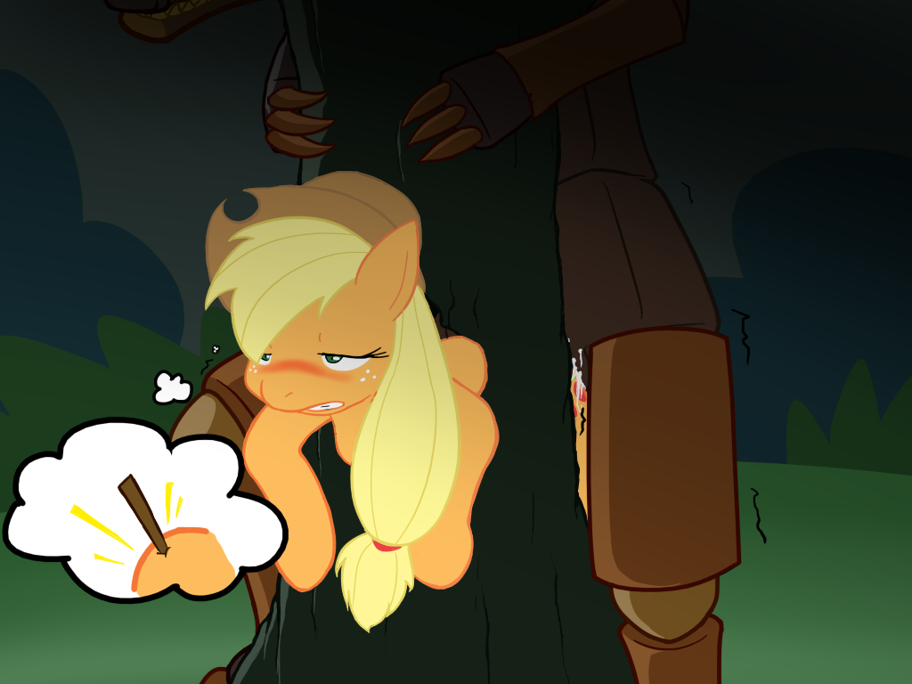 applejack_(mlp) blonde_hair cowboy_hat cutie_mark equine female feral forced freckles friendship_is_magic green_eyes hair hat horse male my_little_pony orange_fur penetration pony rape sex splinters straight timberwolf_(mlp) vulapa