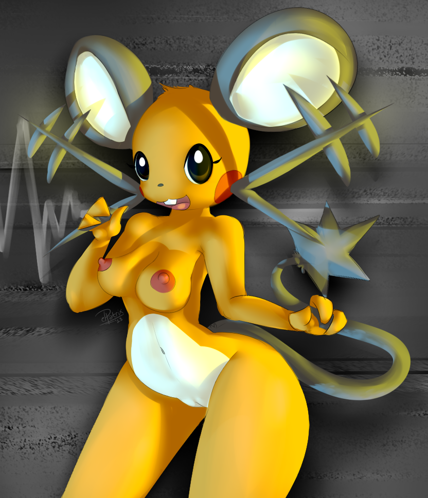 anthro breasts dedenne elpatrixf female nintendo pink_nipples pokemon pokemorph pussy rodent video_games