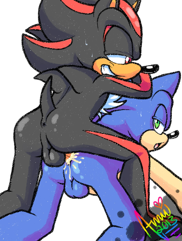 amuzoreh anal anal_sex anthro anus ass balls black_fur blue_hair cum cum_in_ass cum_inside fur furry green_eyes hair hedgehog male male_only mammal multiple_males open_mouth penetration penis red_eyes sega sex shadow_the_hedgehog sonic_(series) sonic_the_hedgehog yaoi