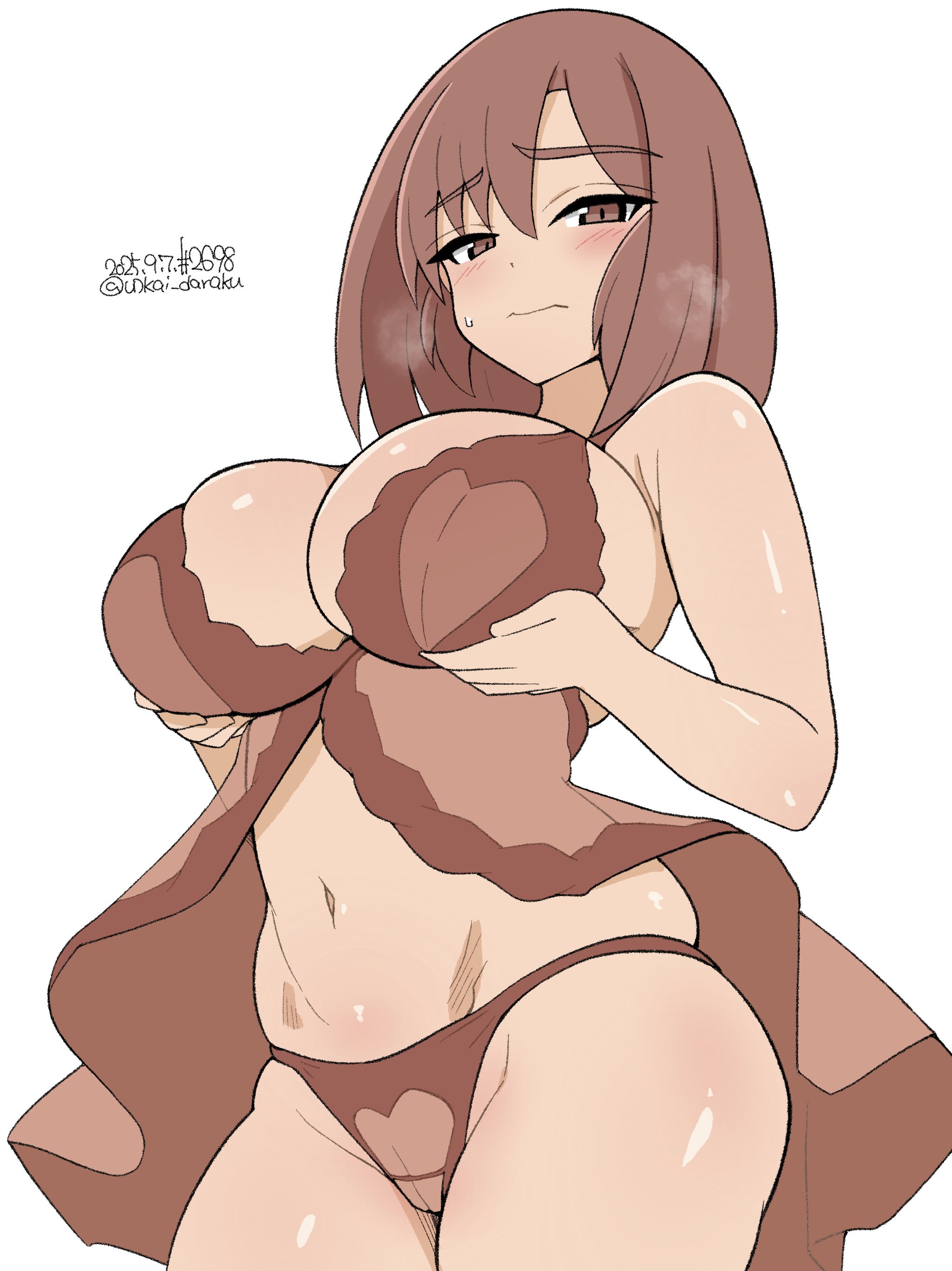 1girls, babydoll, breast lift, breasts, exhibitionism, exhibitionist, female, female only, grace maitland steward, huge breasts, large breasts, luminous witches, panties, solo, strike witches, unkai daraku, world witches series