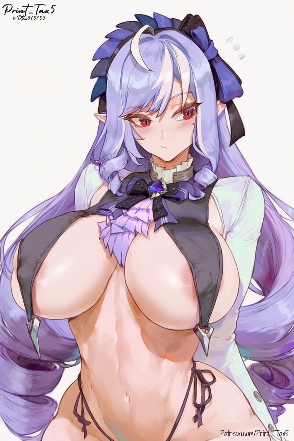 1girls, ai generated, breasts, female, female focus, female only, large breasts, light skin, light-skinned female, mole, mole under eye, print tax5, solo, vivian (zenless zone zero), vivian banshee, wide hips, zenless zone zero