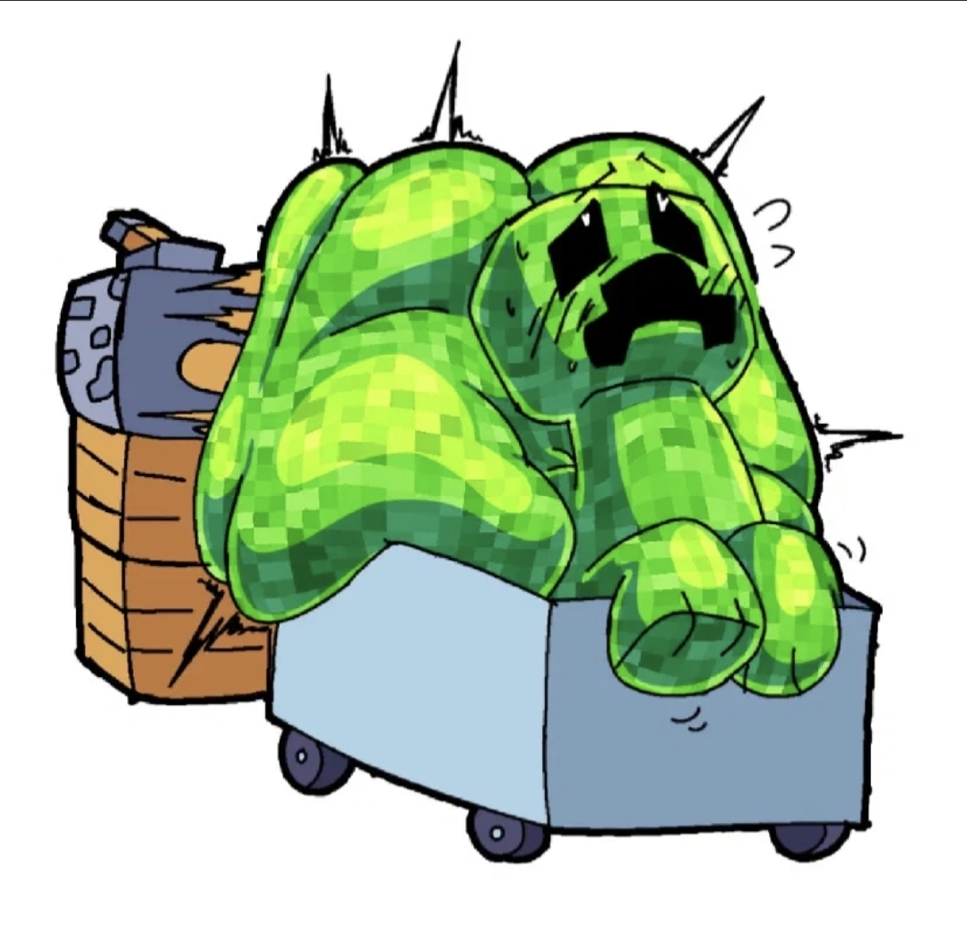 big ass, creeper, creeper (minecraft), minecraft, minecraft sheep fucker machine, minercraft, piston (minecraft), warpycloak (artist)