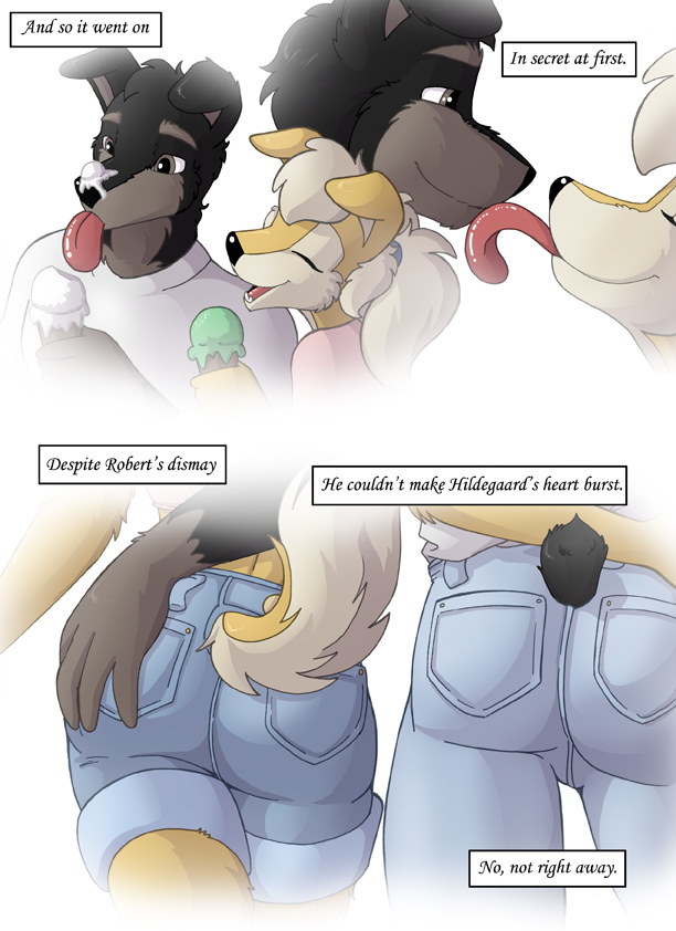 anthro ass ass_grab canine clothed clothes clothing comic female fur furry ice_cream jay_naylor jessica_(jay_naylor) licking male original_life_universe_(jay_naylor) robert robert_(jay_naylor) tongue uncensored