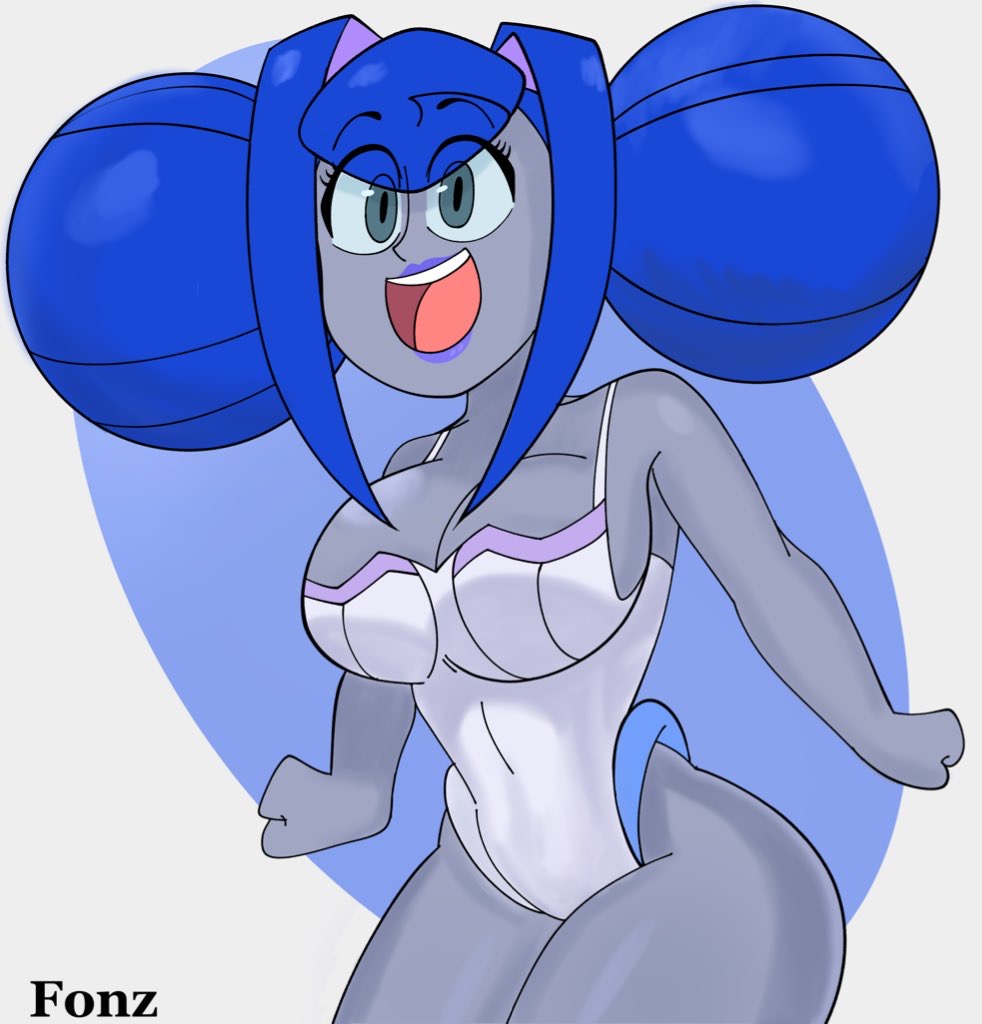 1girls, 2d, ballerina gwen, big breasts, blue hair, blue lips, breasts, cleavage, clothed, cute, cute face, fanart, fanart from twitter, female, fonz, glitch productions, grey body, grey skin, gwen (knights of guinevere), happy, happy female, knights of guinevere, large breasts, leotard, no ai, open mouth, princess guinevere, robot girl, robot humanoid, solo, tank top, teeth, tongue, twitter link, upper teeth, western cartoon