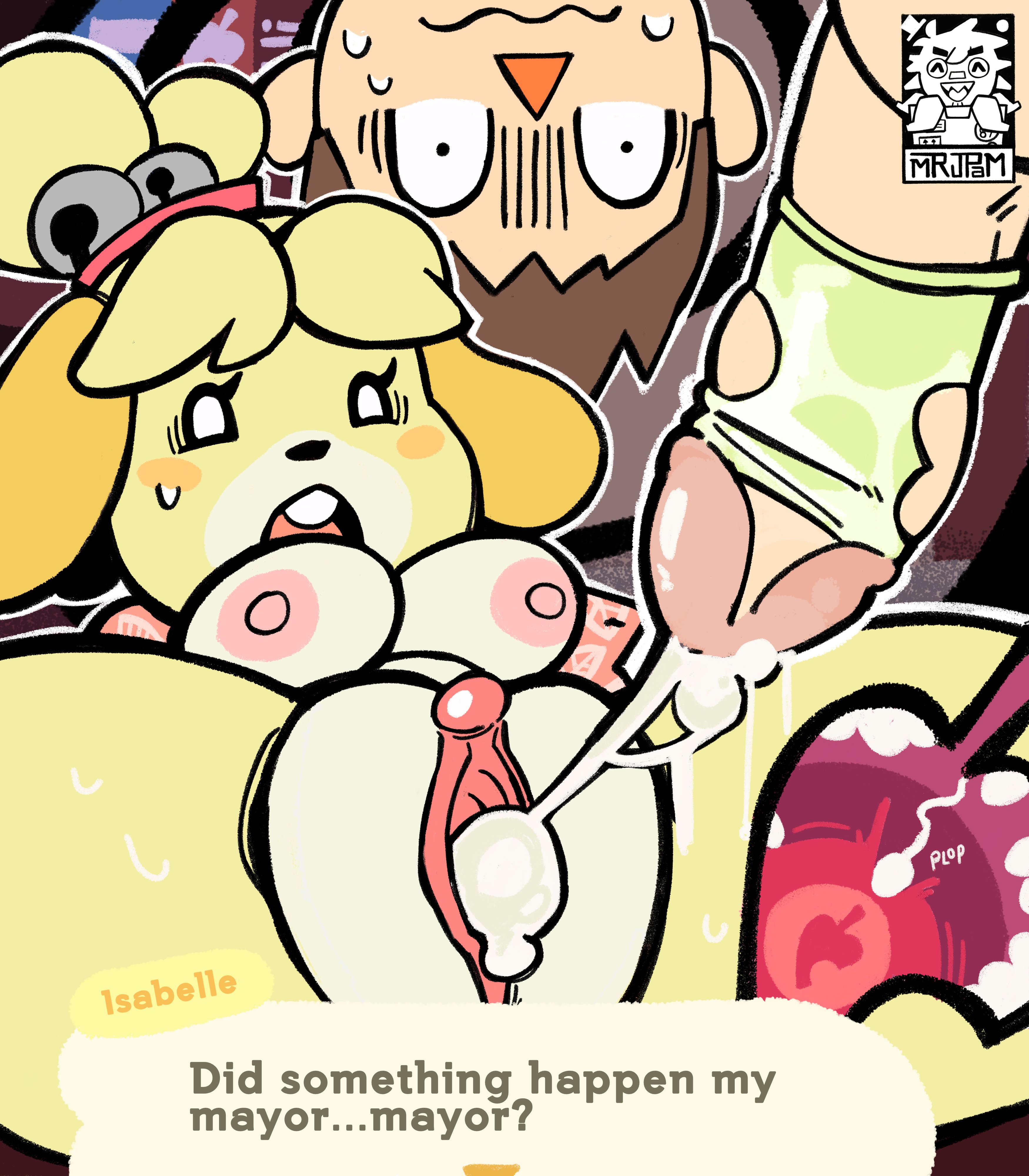 accidental impregnation, animal crossing, animal crossing new horizons, breasts, broken condom, condom, cum, cum in pussy, cum inside, cum string, dialogue, duo, english, english text, fertilization, impregnation, isabelle (animal crossing), male/female, mrjpam18, nintendo, ovum, ovum with emblem, penetration, penis, pussy, sex, sperm cell, vagina, vaginal, vaginal penetration, villager (animal crossing)
