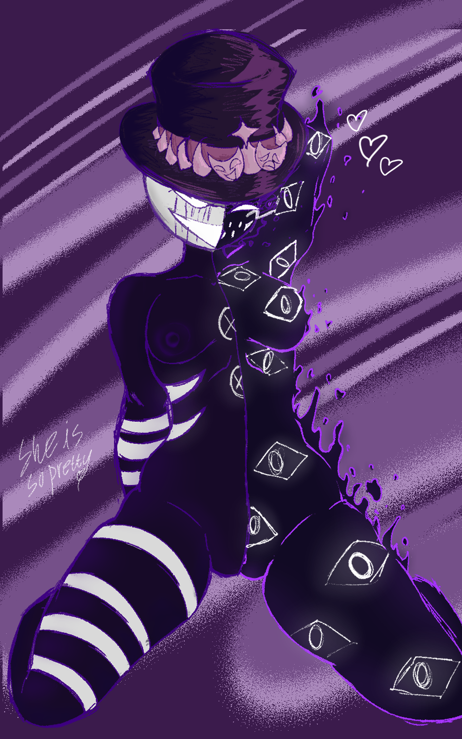 artist request, asexual, breasts, eyes, female, forsaken (roblox), nipples, noli (forsaken), noli female (forsaken), pussy, roblox, roblox game, robloxian, tagme, tales of phantom fright, thighs, top hat, umbra (forsaken)