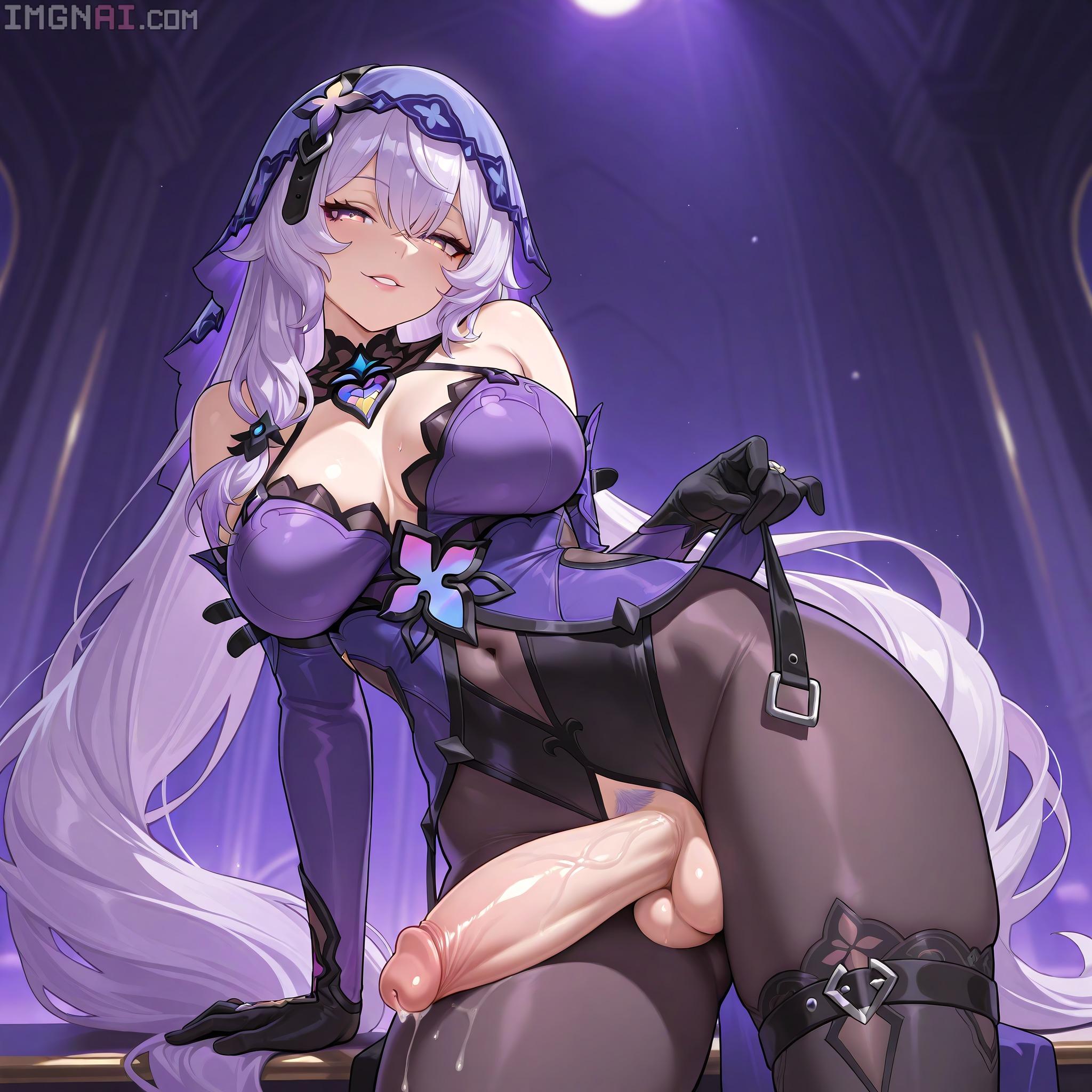 1futa, ai generated, black swan (honkai: star rail), cum, cum drip, futa only, futanari, honkai: star rail, huge cock, intersex, looking at viewer, nameless gooner, penis, seductive look, self upload, smiling at viewer, white hair, wide hips