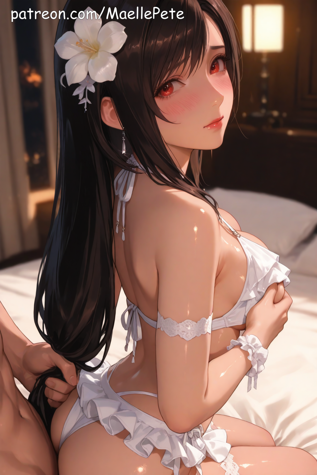 ai_generated ass beautiful beauty bed blush breasts cheeks cute doggy doggy_style embarrased_female embarrassed enjoying female final_fantasy from_behind from_behind_position girl girly grabbing grabbing_from_behind groping human innocent kneeling kneling_on_bed long_hair love maellepetite male muscular muscular_male naked nude nude_female pose pussy sex_from_behind sex_on_bed shy tifa_lockhart vagina vaginal_penetration vaginal_sex