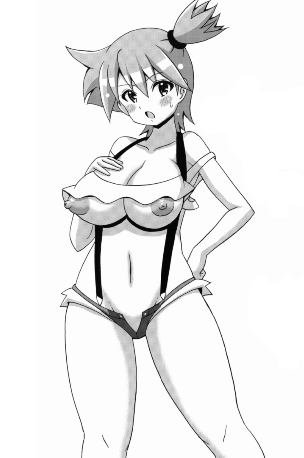 1girls ai_generated alternate_breast_size anime busty deutsch female female_only german german_text haguruman human kasumi_(pokemon) koutarosu manga milf monochrome pokeaspie pokeburu pokeharlot pokemon solo tomboy tomboy-chan translated waifu