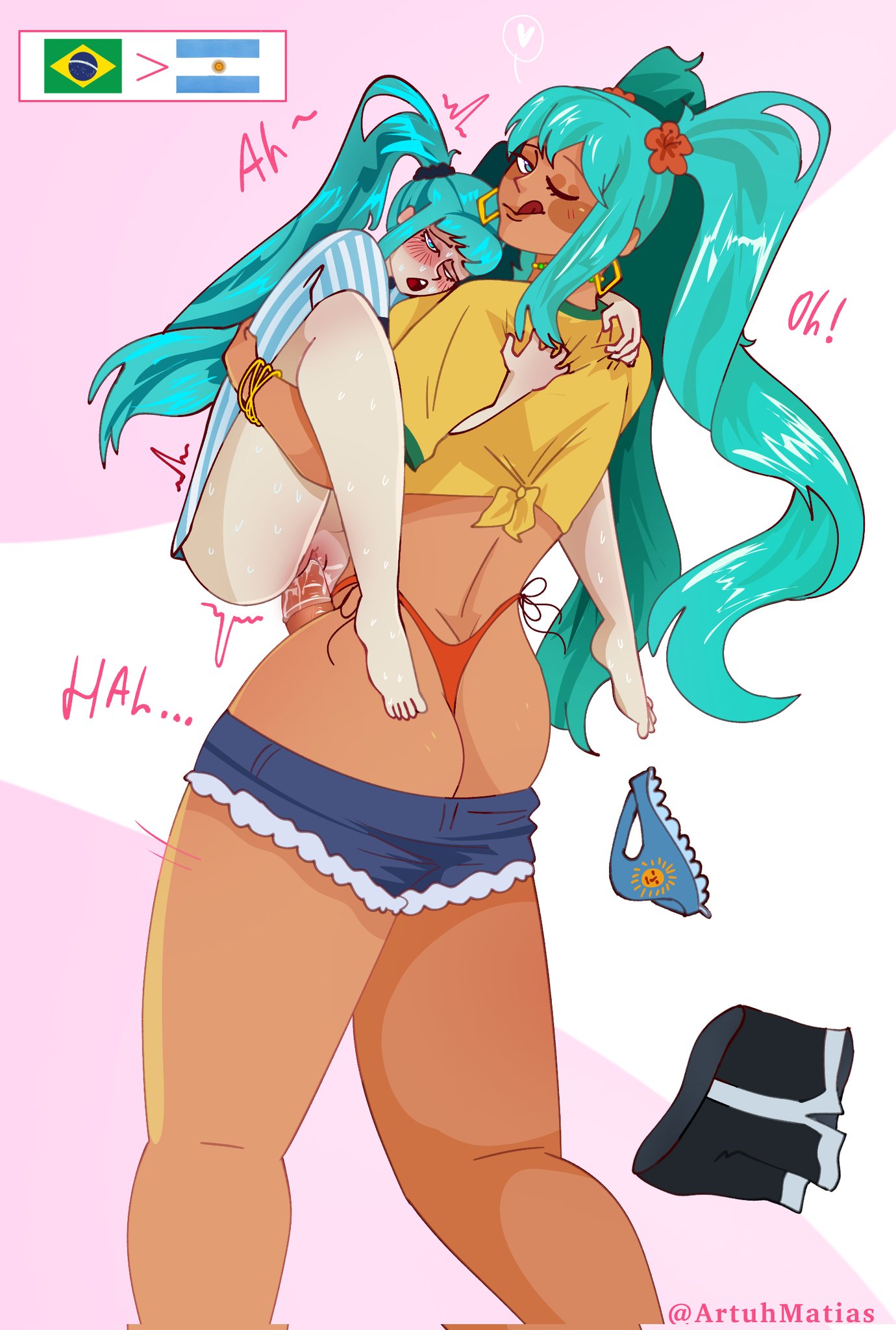 1futa 1futa1girl 1girl1futa 1girls argentinian_miku big_dom_small_sub brazilian_futa brazilian_miku female futa_on_female futanari hatsune_miku small_sub_big_dom standing_sex vocaloid