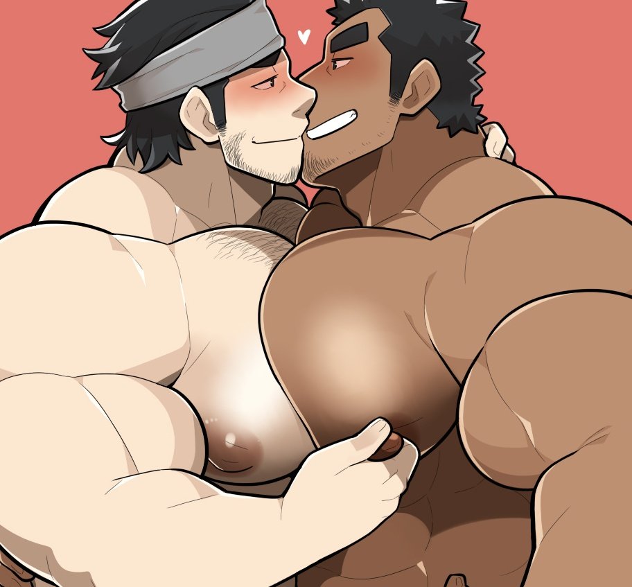 2boys bara bara_tiddies bara_tits big_chest big_pecs gay gigantic_chest gigantic_pecs huge_chest huge_pecs large_pectorals male male/male male_only man_boobs man_breasts massive_chest massive_pecs moobs takezamurai