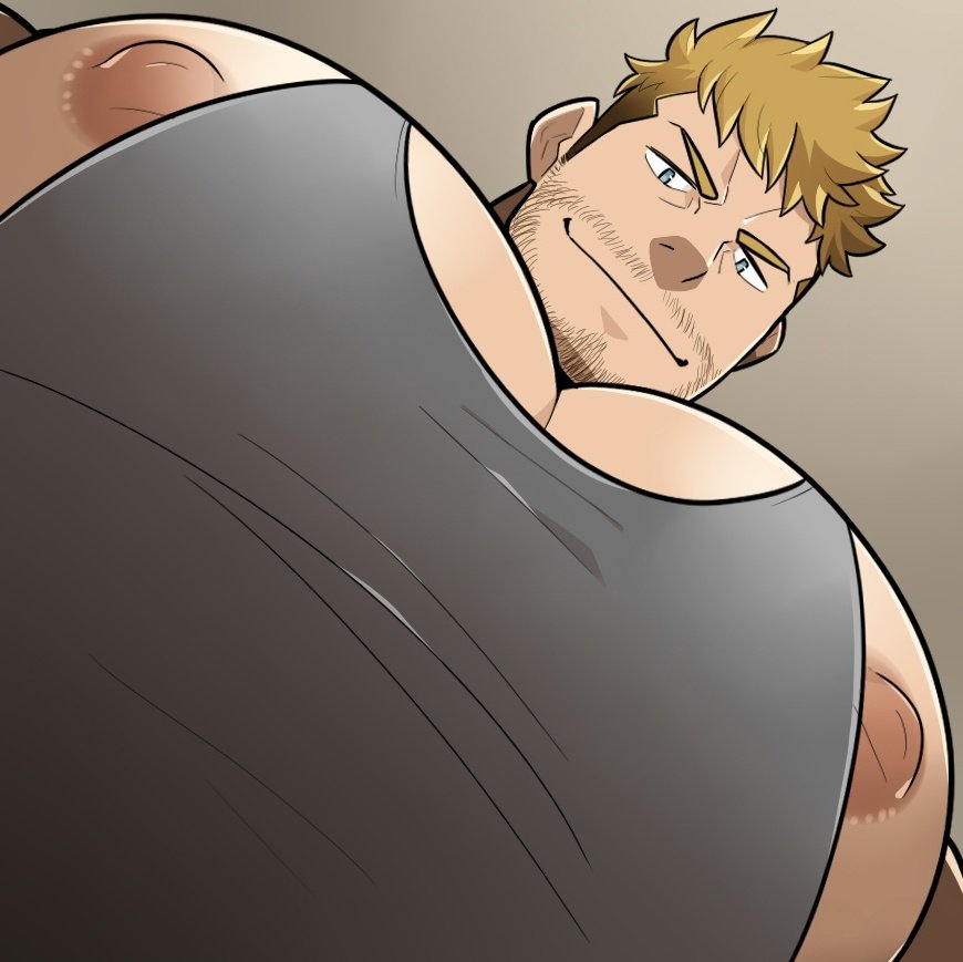 1boy bara bara_tiddies bara_tits big_chest big_pecs gigantic_chest gigantic_pecs huge_chest huge_pecs large_pectorals male male_only man_boobs man_breasts massive_chest massive_pecs moobs takezamurai worm's_eye_view