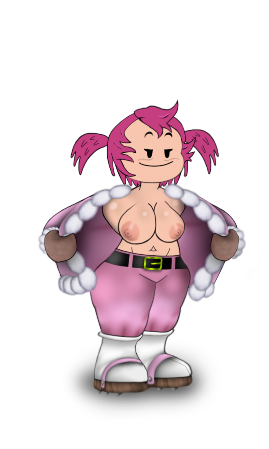 1girls ass breasts clothing fappencheese female female_only full_body ice_climber mario_(series) mob_face nana_(ice_climber) simple_background solo standing super_mario_bros. super_smash_bros. toadette toadette_(purple_yoshi_draws) white_background