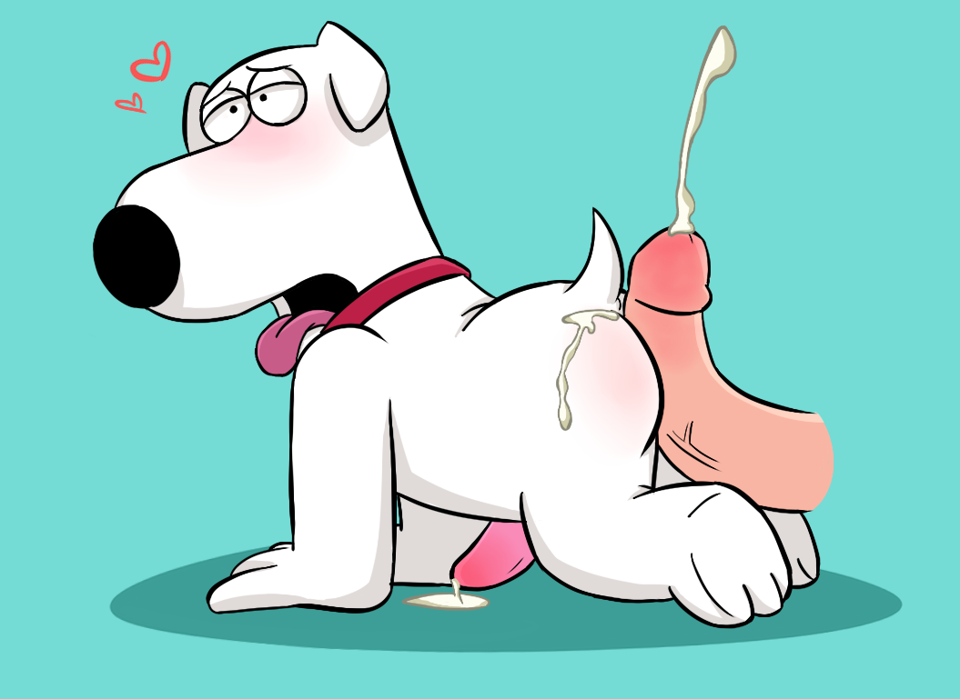 2013 all_fours blue_background blush brian_griffin buttjob canine collar cum disembodied_penis duo family_guy gay heart male male_only nepp penis plain_background sex tongue tongue_out white_fur