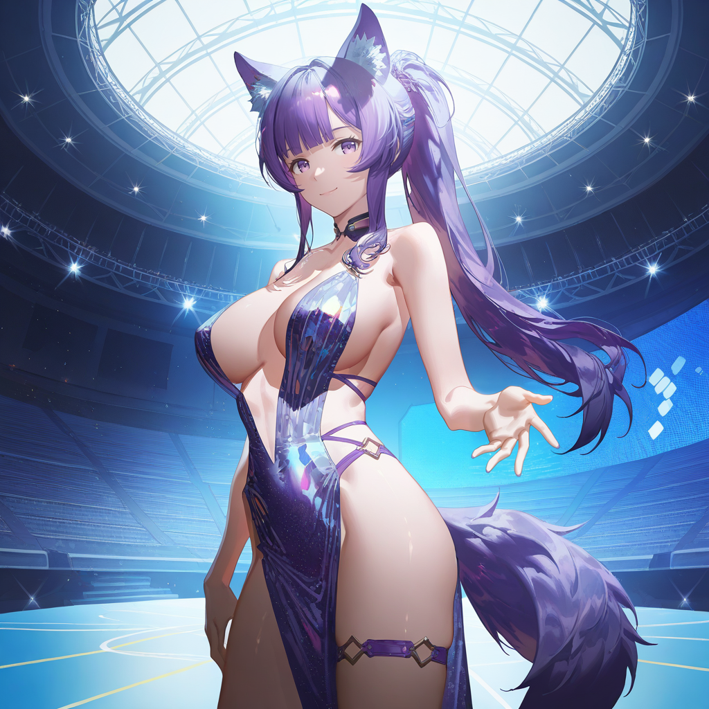 ai_generated beautiful enya_(snowbreak:_containment_zone) enya_murphy purple_eyes purple_hair snowbreak snowbreak:_containment_zone
