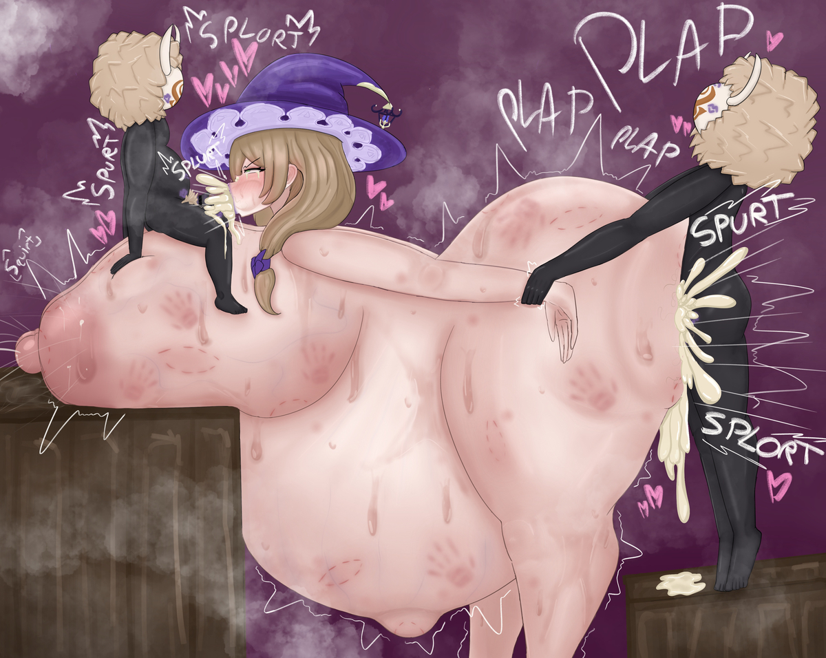1girls, ass, belly overhang, big ass, big belly, big breasts, breasts, exposed pregnant belly, female, genshin impact, hilichurls (species), hoyoverse, hyper belly, hyper breasts, interspecies, lactating, lactation, light skin, light-skinned female, lisa (genshin impact), male, mihoyo, mihoyo technology (shanghai) co. ltd., milk squirt, mondstadt girls, monster, multiple males, multiple penises, nipples, nude, nude female, penis, pregnant, pregnant belly, pregnant female, pregnant sex, sex, umikonari