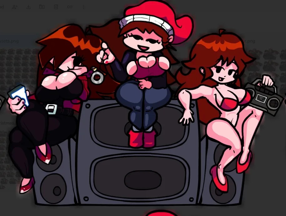 3girls, auburn hair, breasts, doodlydoodle, female, friday night funkin, girlfriend (friday night funkin), huge breasts, lullaby girlfriend (fnf), proteincumbar, tagme, trepidation gf (friday night funkin)