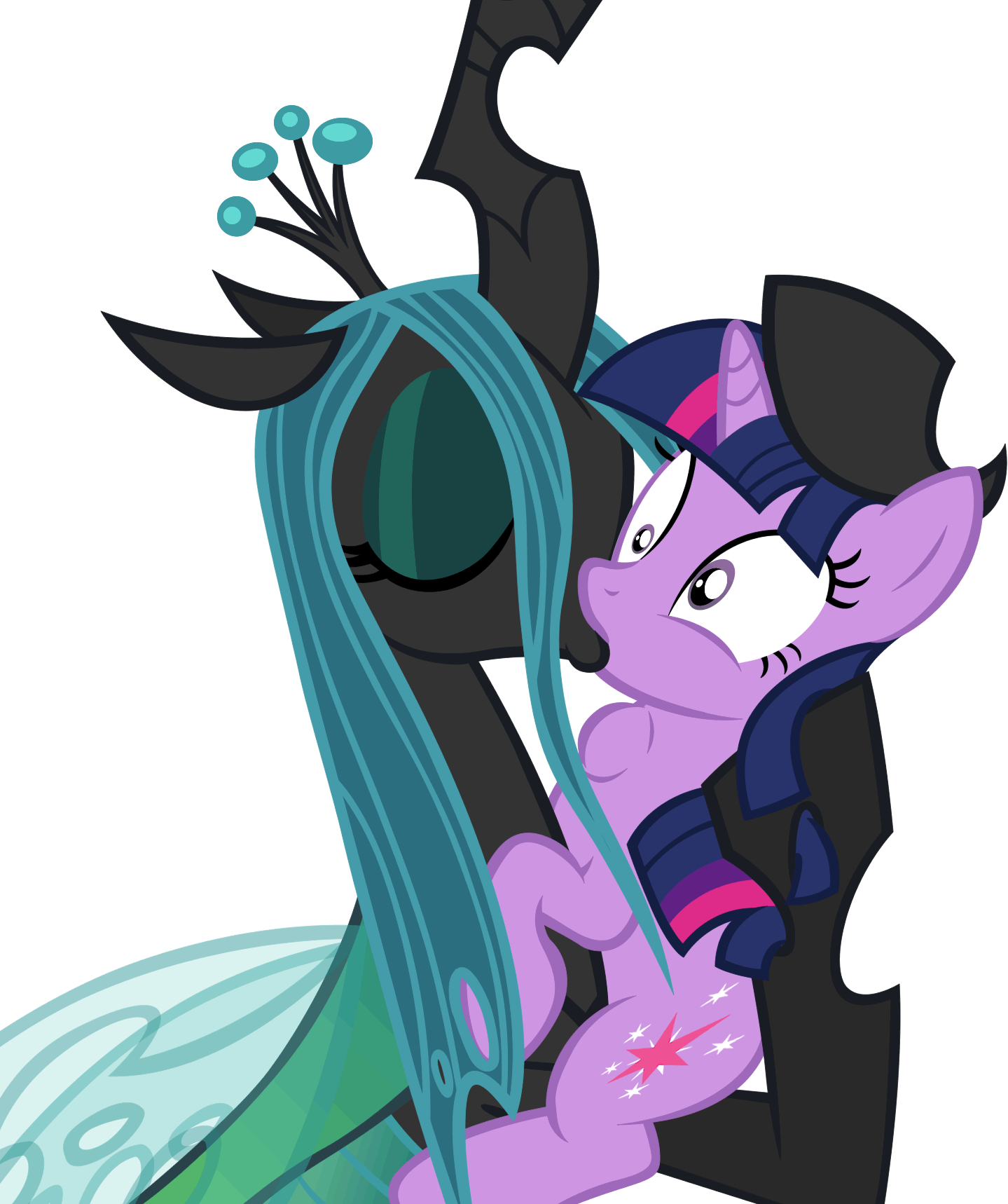 alicorn badumsquish crown equine extreme_french_kiss female friendship_is_magic hair horn horse kissing my_little_pony on_model pony queen_chrysalis_(mlp) smooth_skin throat_bulge twilight_sparkle_(mlp) wings