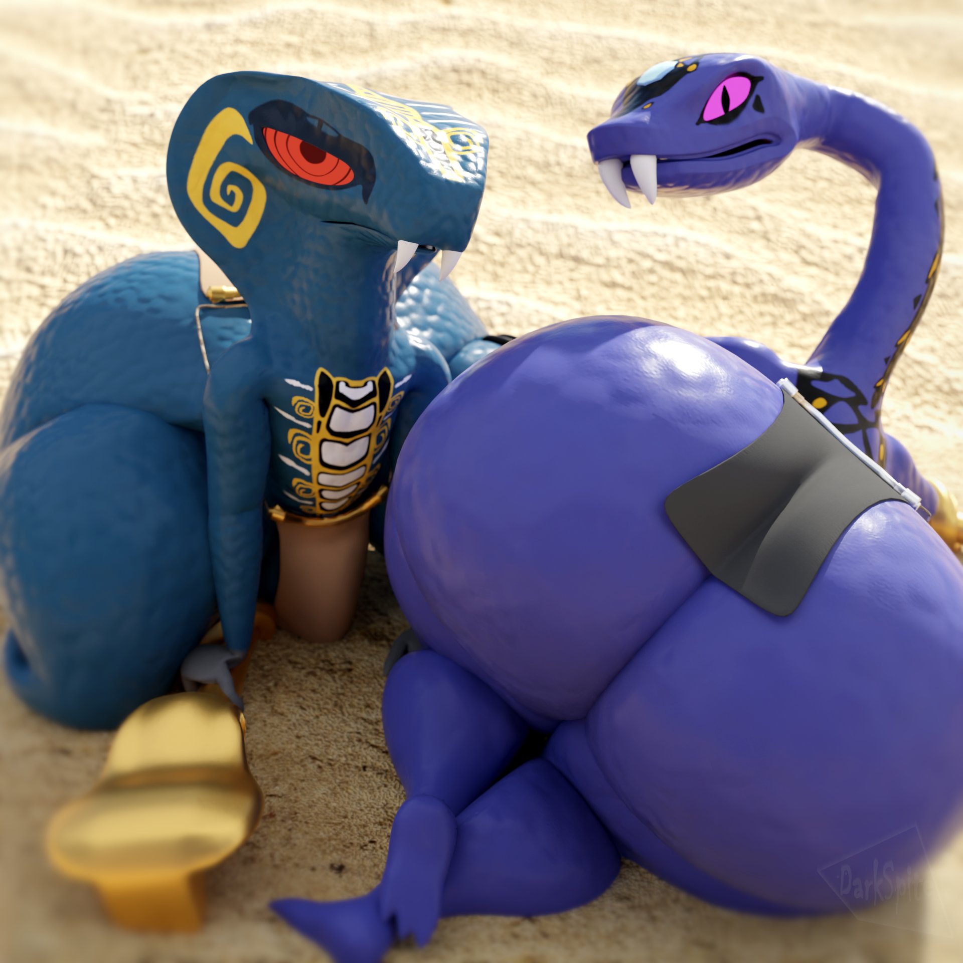2025, 3d, 3d (artwork), 3d model, 3d render, anthro, ass, attractive body, blue body, darkspite, digital media (artwork), fat ass, femboy, feminine male, huge ass, lego, legs, loincloth, looking at viewer, looking back, male, ninjago, on knees, purple body, pythor (ninjago), pythor p. chumsworth (ninjago), rise of the snakes (ninjago), skales (ninjago), snake, snake humanoid, staff, thicc, villain