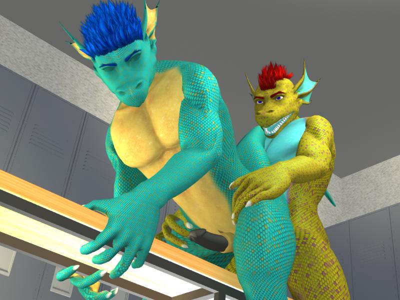 3d anal anthro dragon furry gay locker_room male no_humans rednax xander_the_blue