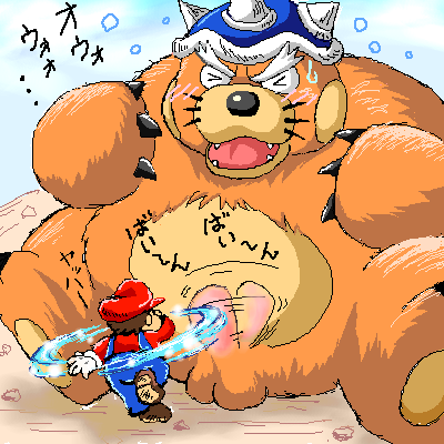 2boys artist_request cock_and_ball_torture japanese_text major_burrows male male_only mario mario_(series) nintendo super_mario_galaxy tagme translation_request yaoi