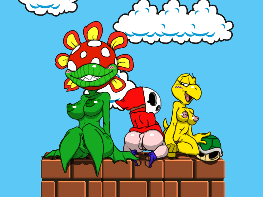 3girls blush breasts female koopa koopa_troopa mario_(series) nintendo petey_piranha piranha_plant plant pussy rule_63 scalie shy_gal super_mario_bros. super_mario_bros._(nes) super_mario_sunshine wumpismcgrumpis