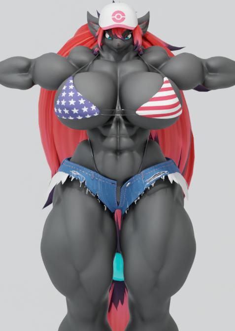 anthro anthro_only big_breasts breasts cleavage female furry huge_breasts muscular_female oleanderin pokemon pokemon_(species) thick_thighs wide_hips zoroark