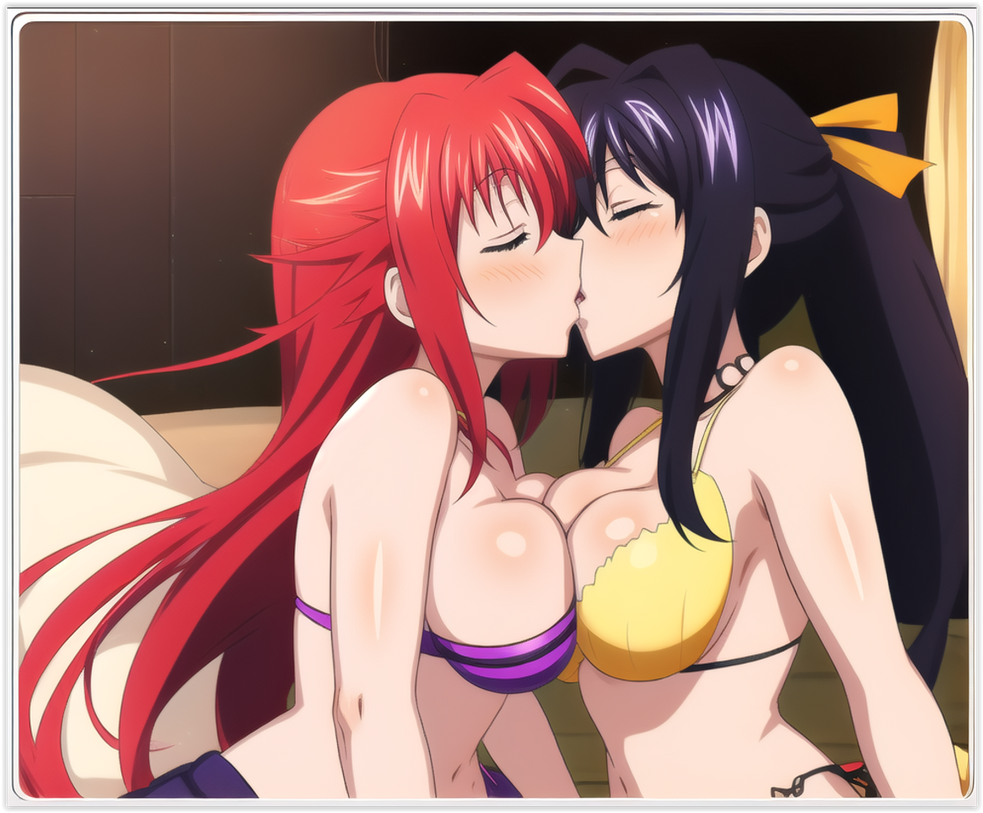 2females 2girls ai_generated akeno_himejima girl_on_girl high_school_dxd lesbian_couple lesbian_kiss lesbian_sex rias_gremory yuri yuri yuri