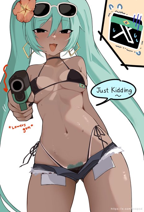 blue_hair brazilian_miku clothing hatsune_miku pubic_hair