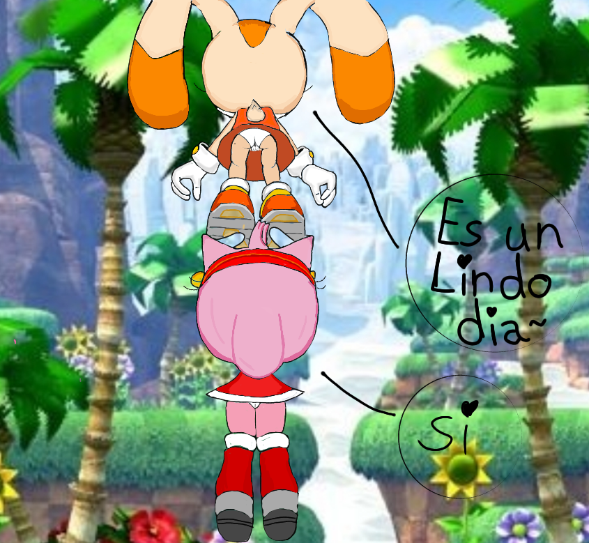 amy_rose ass cream_the_rabbit duo duo_female edit female furry furry_female muslos panties sega sonic_(series) sonic_the_hedgehog_(series) spanish_text