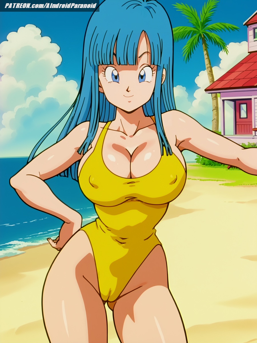 ai_generated aindroidparanoid ass beach big_ass big_breasts big_butt blue_eyes blue_hair breasts busty cameltoe cleavage curvy dragon_ball dragon_ball_z fat_ass female female_only hips huge_ass huge_breasts huge_butt island kame_house large_ass large_breasts large_butt long_hair maron narrow_waist nipples one_piece_swimsuit outdoors seductive slim_waist stable_diffusion straight_hair swimsuit voluptuous